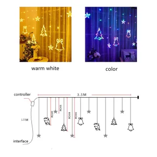 Festa de Natal ao ar livre: Cordão de luz LED para decoração com árvore, casamento e eventos - Branco Quente