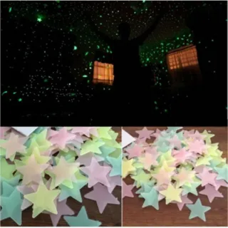 Decoração infantil com adesivo de estrelas luminosas - Conjunto com 100 peças - Mistura