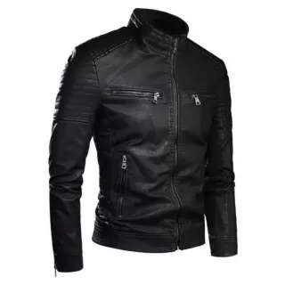 Jaqueta Casual Masculina Slim Fit de Couro - Marrom