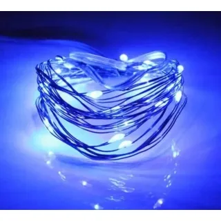 Promoção Fio Luz Natal 30 Leds Prata Cordão Cores 3m Pilha - Branco Quente