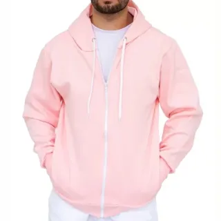 Blusa Flanelada de Frio Unissex com Capuz e Zíper, Moleton Quentinho! - Azul Marinho