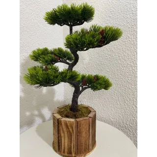 Vaso Cerâmica Bonsai Artificial Grande - Folhas Realistas - vaso em madeira