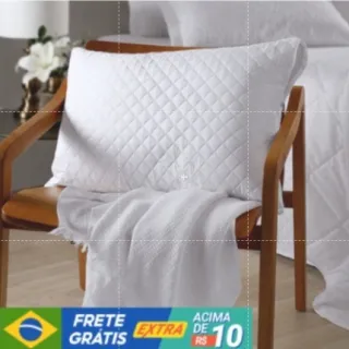 Travesseiro Premium Matelada Impermeável Branco + Fronha Premium Percal Microfibra - Único