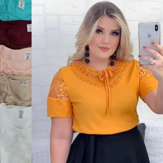 Moda Evangélica de alta costura: Blusas únicas com bordados e detalhes - MODELO 8