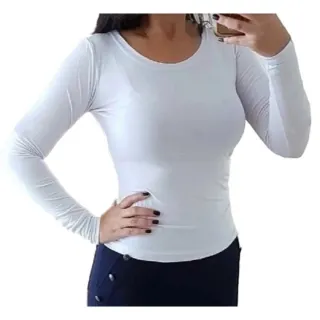 Gola Redonda Blusa Manga Longa - Rosa