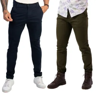 Calça Brim Social Masculina Esporte Fino com Elastano - AZUL MARINHO+CREME AREIA+PRETA