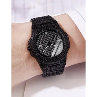 Exclusivo Relógio ICE Preto ou Prata Cravejado Zircônio - Preto