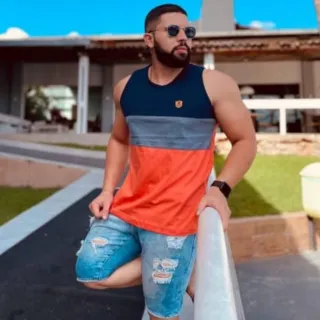 Preço de Fábrica - Camiseta Regata Masculina em Algodão Penteado Diversas Cores - Laranja
