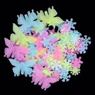 Decoração de Quarto com Estrelas Neon Fluorescentes que Brilham no Escuro para Teto de Criança - Rosa