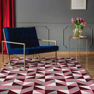 Envio Imediato - Tapete Geométrico Grande Triângulo 1 ou 2 Metros Moderno Antiderrapante - Azul