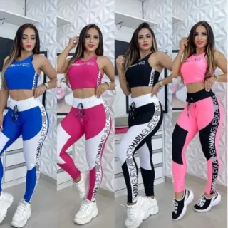 Moda Blogueira Conjunto Lançamento Cintura Alta Cropped Legging Maria Gueixa - Amora