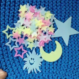 Decoração de Quarto com Estrelas Neon Fluorescentes que Brilham no Escuro para Teto de Criança - Rosa