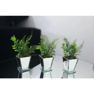 Vasinho Decorativo Kit Mini Espelhado Planta Artificial Folhagem Arranjo Plantinha - Cores: Grená, Amarelo, Lilás, Rosa, Branco - Coral Sb/F01