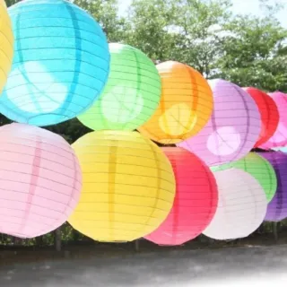 ENVIO IMEDIATO - Luminária Redonda Oriental de Seda Colorida para Festas, Eventos e Decoração - Verde Escuro 30cm