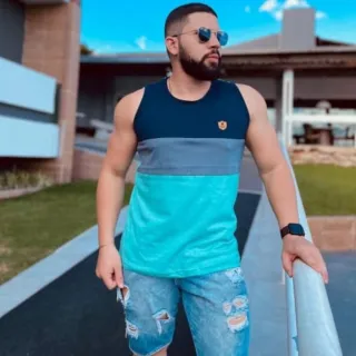 Preço de Fábrica - Camiseta Regata Masculina em Algodão Penteado Diversas Cores - Laranja