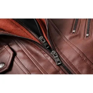 Jaqueta de Couro com Capuz Outono Inverno Masculino & Feminino - Yq01marrom