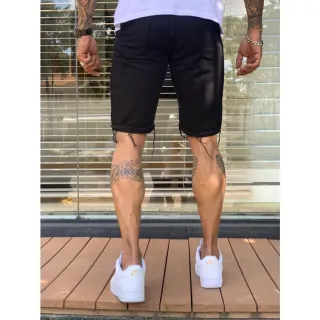 Envio em 24h: Bermuda Jeans Masculina Premium Rasgada e Desfiada 2021 - Preta