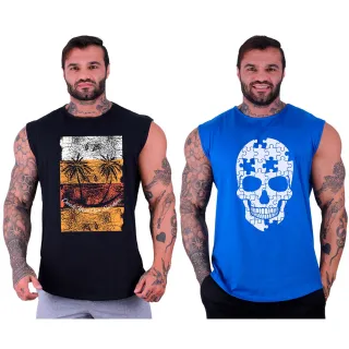 Conjunto de Regatas Masculinas MXD Machão Longline para Academia e Casual - Opção 04