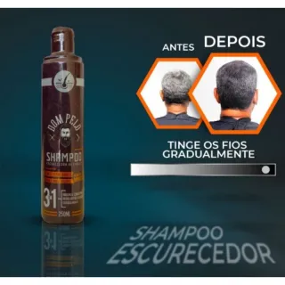Shampoo para escurecimento dos fios, 3 em 1 para Barba e Cabelo - Único