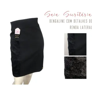 Renda Secretária Midi Saia Bengaline - ESTILO Feminino - Verde Militar