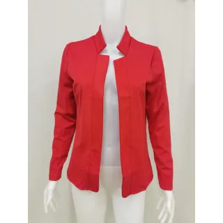Blazer Feminino Plus Size Casual Lisa Verão/Primavera/Outono/Inverno - Vermelho