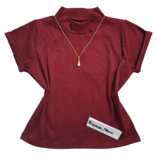 Cores Cropped Manga Curta Feminina - Top Gola Alta Canelada - Pink