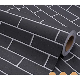 Papel de Parede Texturizado Tijolo Preto para Quarto e Sala