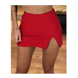Saia Feminina Curta com Fenda - Ref. Mini Racho - Preta