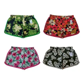 Bermuda Estampada Tactel Feminina - Kit com 02 Shorts - sortidas