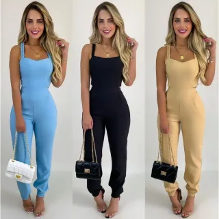 Macaquinho de alfaiataria com bojo, alça elástico e amarração - Raryel - Pink Alfaiataria