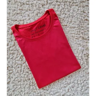 Blusa Feminina Lisa de Algodão, T-Shirt Gola Redonda Basica - Vermelho