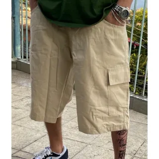 Streetwear Masculina Bermuda Larga Cargo 5 Bolsos Várias Cores - Bege