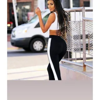 Calça Jogger Feminina Listrada em Crepe Slim com Bolso Bomber Tipo Moletom - Azul Escuro