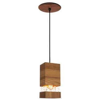 Kit Lustre Luminária Pendentes Madeira Cristal - Único
