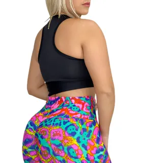 Roupa Feminina Estampada para Academia - Calça Empina o Bumbum + Brinde - PRETA LISA