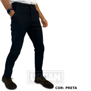 Kit Social Slim Masculino: 2 Calças de Alfaiataria Esporte Fino com Bolso Embutido - 1 PRETA + 1 CAQUI