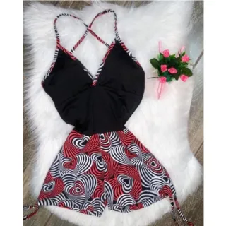 Academia cordinha lateral macaquinho fitness com bojo - estampa 13