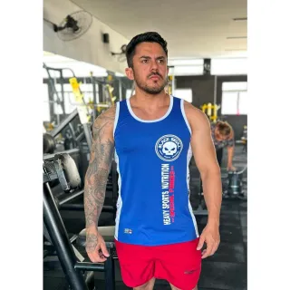 Fitness Masculina Regata Cavada - Camisa Black skull preta