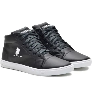 Sapatênis Polo Plus masculino original cano alto - Black