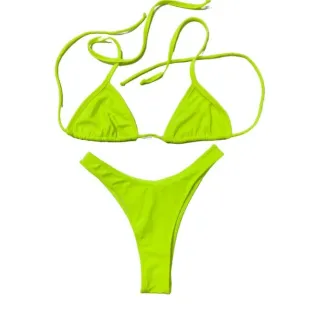 Lançamento Premium Neon Cortininha Fio Dental Biquini - Azul