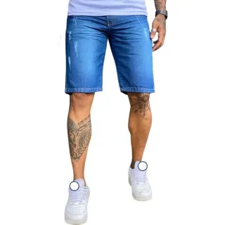 Atacado Bermuda Jeans Masculina Lycra Elastano - jeans lisa escura