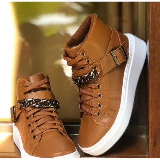 Cano Alto Corrente Tênis Feminino Casual - Caramelo