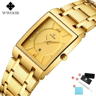 Relógio Masculino Esportivo Original WWOOR - Prova d'água, Aço Inoxidável - Branco-preto-preto