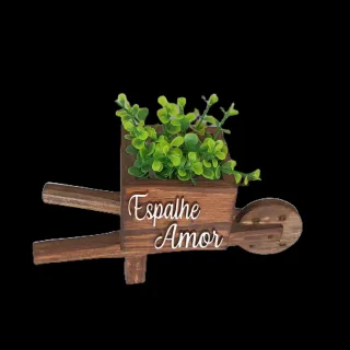 Plantinha artificial em vasinho de madeira estilo carriola - Deus