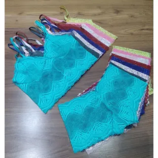 Conjunto Afrodite LingerieNf AF 002 - Baby Doll Calesson Renda Espera Marido - SORTIDO