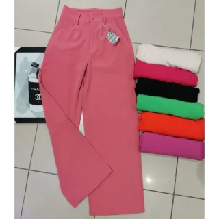 Moda Social Calças Pantalona em Tecido de Alfaiataria RF07 - Laranja/Cenoura