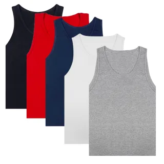 Camiseta Cavada Masculina Algodão 100% Tradicional Sem Mangas - Vermelha