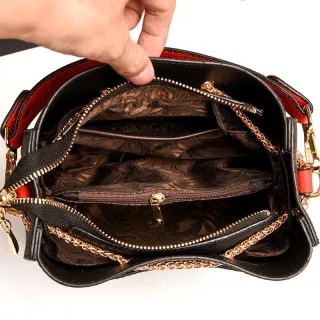 Bolsa com fecho de ziper e cordão de ferro, alça maior não vai - Vinho 21727