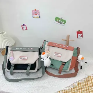 Bolsa Coreana Retrô Harajuku: Grande Capacidade em Nylon - Preto