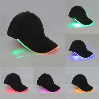 Moda Personalidade Boné Luminoso LED Unisex Corrida Fibra Óptica - White/Pink